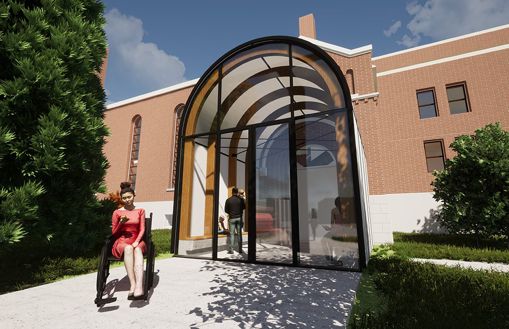 Artist rendering of accessible entryway