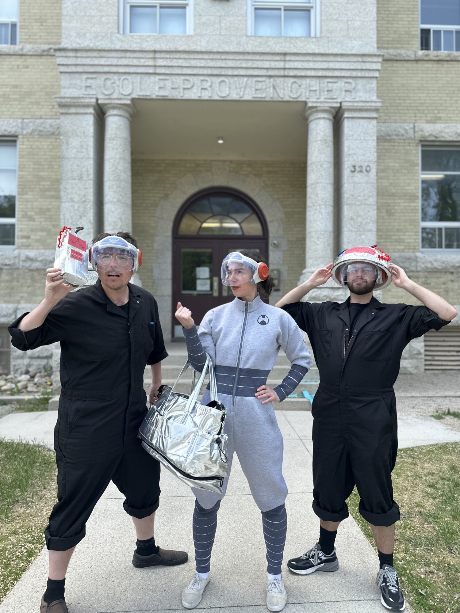 Actors bring Future Adventure Club to Ecole Provencher School. Photo courtesy of One Trunk Theatre.