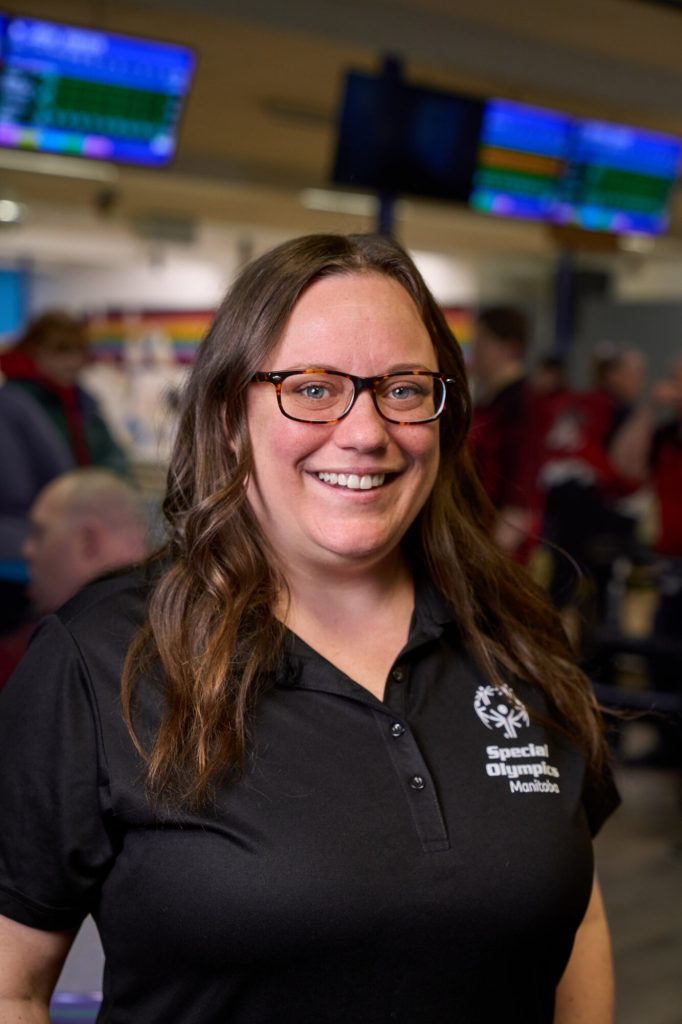 Melissa Suggitt smiles during a Special Olympics Manitoba bowling event.